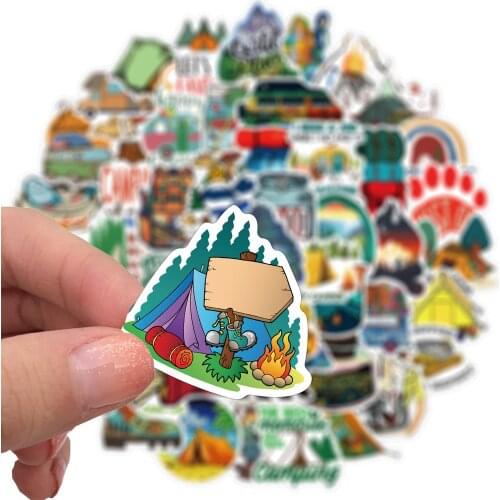 50pcs Wilderness Adventure Landscape Decal Sticker Waterproof Outdoor Camping Travel Stickers To Suitcase Laptop Motor Car Decal
