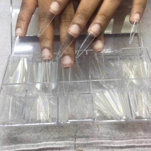500pc/Box Pointy Stiletto Nail Tips Clear/Natural False Fake Manicure Acrylic Gel Diy Salon Suppliers Extra-Long Fingernail Claw