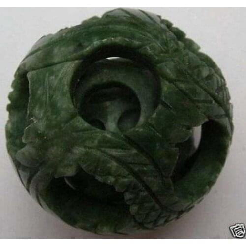 55mm Splendiferous Chinese jade flower magic Puzzle Ball + Stand