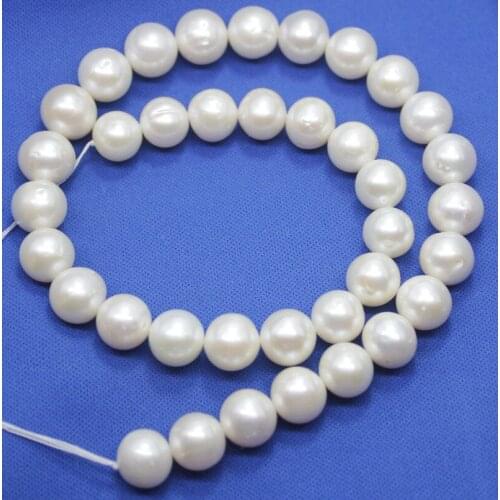 Free shipping Miss00141 10.5-11mm natural white freshwater genuine pearl loose beads 15" long