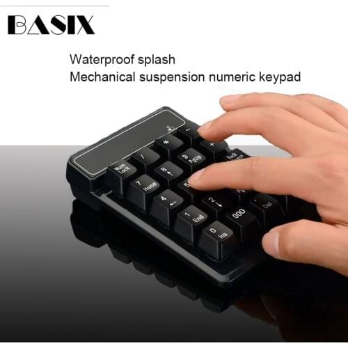 Basix Wireless Keyboard 2.4GHz Mini USB Numeric keypad 19 Keys Number Pad Numpad Receiver For Windows XP/7/ 8 Laptop PC Computer