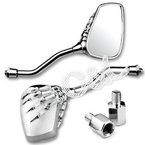 Chrome Motorcycle Skeleton Skull Hand Claw Shadow Rearview Side Mirrors Fit for Honda Suzuki Harley BMW Kawasaki