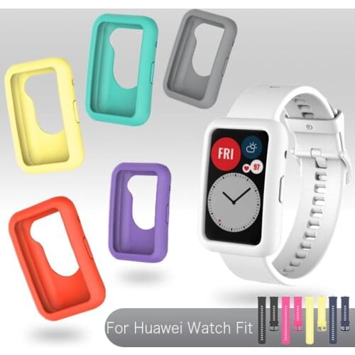 Watch Cover Wrist Strap For Huawei Watch Fit Watchband Soft Silicone Smartwatch Band Colorful Watch Bracelet Protection Case