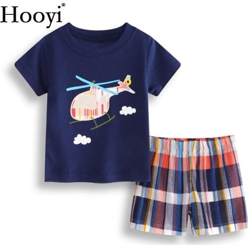 Helicopter Baby Boy Clothes Suit 6 9 12 18 24 Month Newborn Clothing Sets Children T-Shirt Pant Summer Outfit Soft 100% Cotton