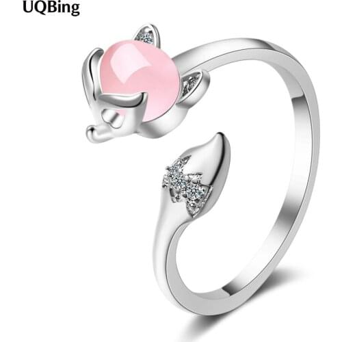 New Fashion 925 Sterling Silver Zircon Opal Fox Wedding Rings For Women Party Gifts Jewelry
