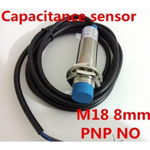 M18 PNP NO proximity capacitance swith normally open DC 3 wires sensor distance 8mm detect metal/non-metal posistion sensor