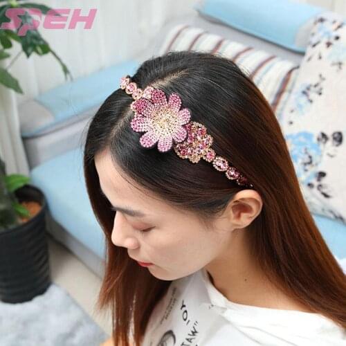 Fashion hair accessories Diamond Flower hair hoop Korean hairpin clip Rhinestone head hole hairpin anti-skid