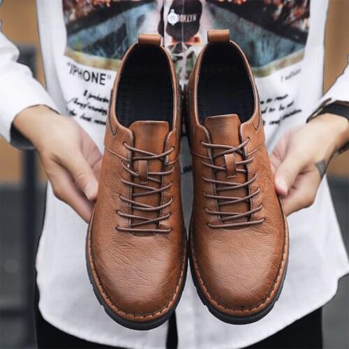 Men Shoes outdoor Breathable Comfortable genuine leather Lace-up fashion Male Flat Shoes Outdoor Travel Walking Low Top Sneakers