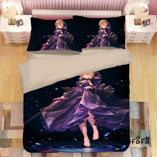 Mxdfafa Fate Grand Order Duvet Cover Sets 3D Bedding Set Manga Comforter Bedding Sets with 1 Duvet Cover + 2 Pillowcases