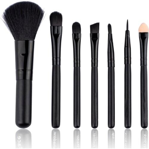 BBL 7pcs/set MINI Black Makeup Set Eyeshadow Brushes Blush Blending for Eye Eyeliner Lip Brush Portable Travel Cosmetic Tools