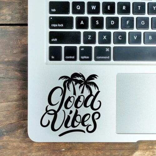 Coconut Tree Good Vibes Quote Laptop Sticker for Macbook Air Pro 16" Retina 11 12 13 15 inch Mac Book HP Notebook Trackpad Decal