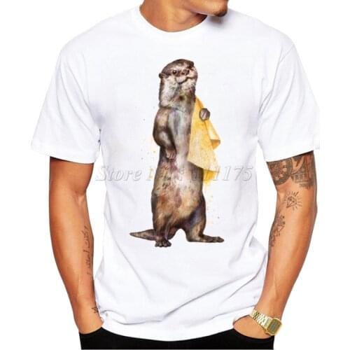 2019 New Arrivals Fashion Otter Waiter Design Mens T Shirt Boy Cool Style Tops Casual T-shirt