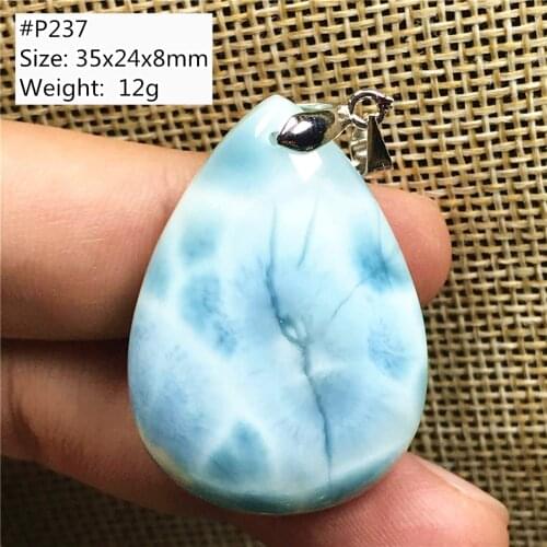 Top Natural Blue Larimar Pendant Jewelry For Women Man Heart Oval Crystal Beads Silver Dominica Water Pattern Gemstone AAAAA