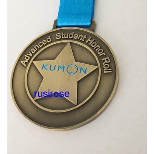 Plated bronze medals custom, blue medal with a blue ribbon, the text can be printed webbing,Bahrain medals, medals Russia
