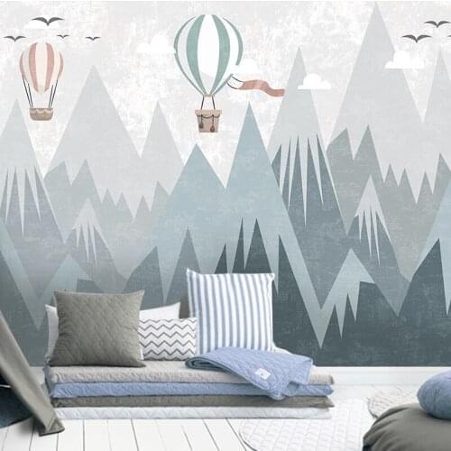 Dropship Custom 3D Photo Living Room Decor Wallpaper Cartoon Balloon Geometric Mountain Children Room Bedroom Nursery Decor