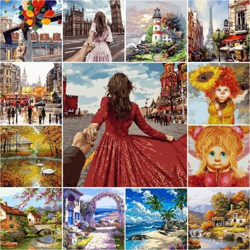 Clearance Painting By Numbers Girl No Frame Coloring By Numbers 19.7x15.7in 33 Colors Home Decor Diff:5 Stars VA-1272