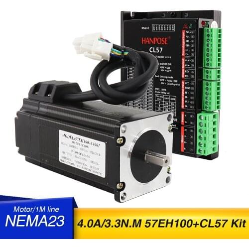 57EH100A4001 Nema23 Closed Loop 4A 3.3N.M Servo motor Stepper Motor 57X100mm+ CL57 drive for 3D Printer Robot Foam Plastic Meta