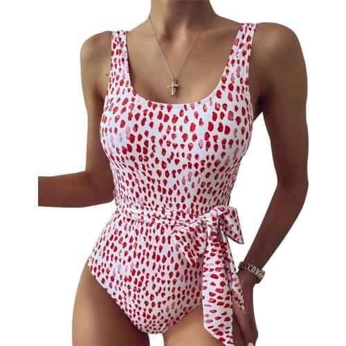 Retro Dot Printed One Piece Swimsuit Female Conservative Slim Swimming Bathing Suit Slim Belt Fashion Designer Sexy Swimwear