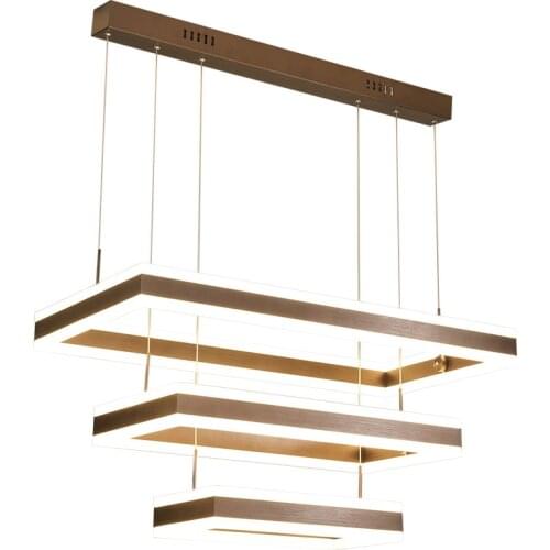 Modern Rectangle LED Pendant Lights Living Room Decoration Dining Room Hanging Lamp Brown Restaurant Clothing Store Chandelies