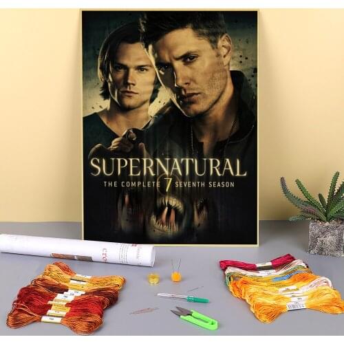 Supernatural Printed Fabric 11CT Cross-Stitch Set DIY Embroidery DMC Threads Needlework Knitting Craft Handiwork Room Magic