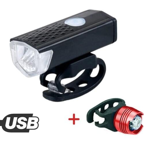 Bike Light USB LED Rechargeable Bicycle Light Set Mountain Cycle Front And 3 Color Back Headlight Lamp Flashlight