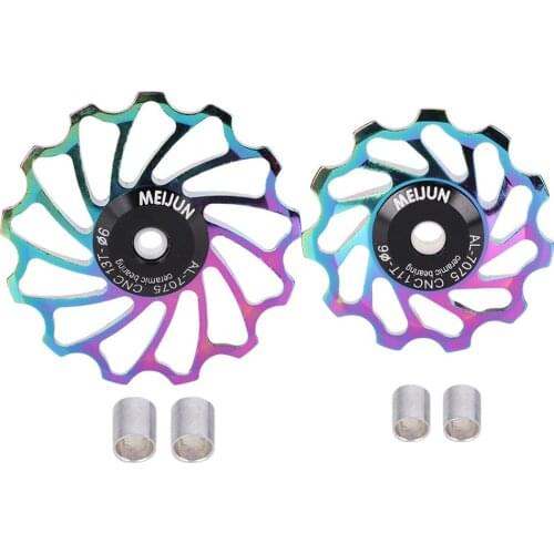 Bike Rear Derailleur Pulley 11T 13T Aluminium Alloy Mountain Bike Ceramics Rear Derailleur Pulley Transmission Bearing Bike Part