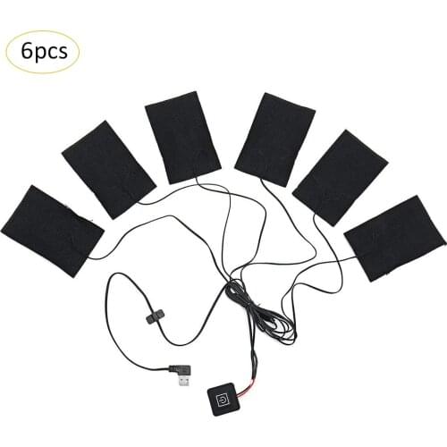 USB Charged Clothes Heating Pad 5V Carbon Fiber Heating Pad Electric Heating Sheet 6 Pads Heating Warmer Pad For Vest Jacket