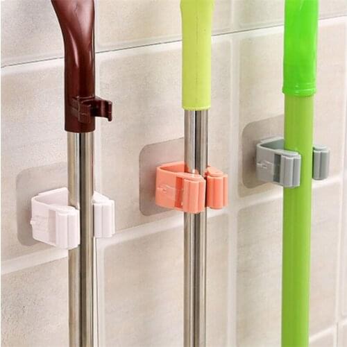 Mop Clip Wall Hanger Hook Kitchen Bathroom Organizer Broom Clean Tool Storage Rack Shelf Installation Accessories Supply