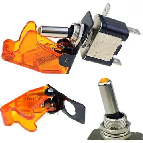 1Sets Yellow 12V 20A Auto Car Boat Truck Illuminated Led Toggle Switch With Safety Aircraft Flip Up Cover Guard