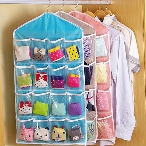 1pc 16 Pockets Wall Wardrobe Hanging Organizer Socks Underwear Sundries Sorting Storage Bags Drop Shipping