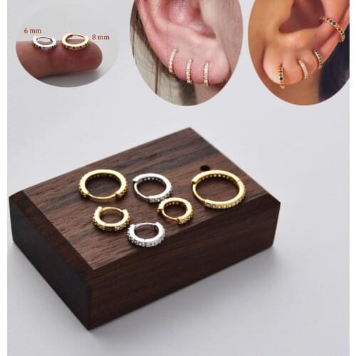 1 Pcs Multicolor Zircon Small Hoop Earrings Rainbow Tiny Huggies Minimal Round Circle Earring Piercing Accessories Hoops For Men