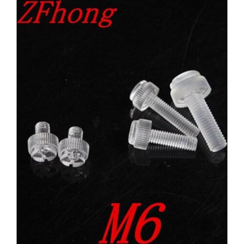 100pcs/lot M6*10/12/16/20/25/30 M6 Transparent Acrylic Knurled Hand Screw