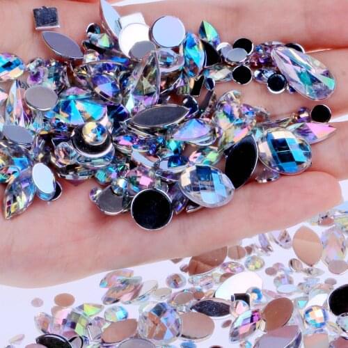 15g 300pcs/bag Flat Back Acrylic Rhinestones Various shapes and Sizes Multicolor Face Decorations Face Gems Clothing accessories