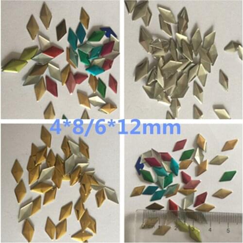 4*8mm/6*12mm gold/silver/color mixed aluminium metal Hotfix Rhinestuds Rhombus Shape hot fix nailhead DIY accessories 800pcs/lot