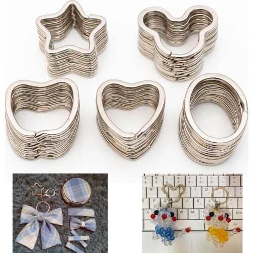 5 Pcs Oval/Five-Star/Apple Multifunction Flat Split Metal Ring Circle Diy Ornaments Toys Bags Handmade Connection Buckle Keyring