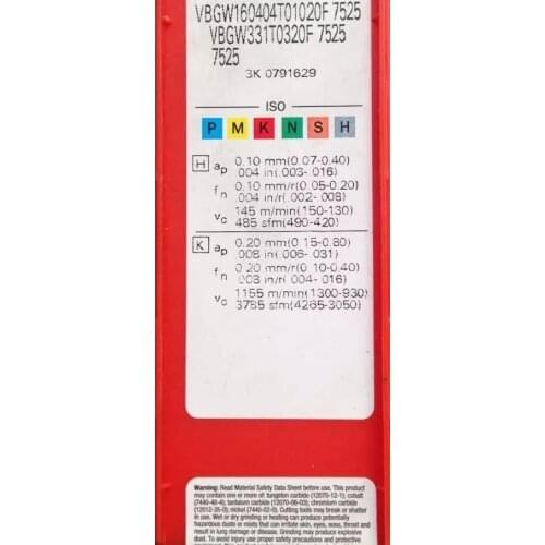 5PCS CARBIDE INSERT VBGW160404T01020F 7525