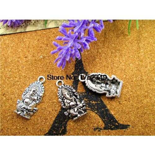 75pcs--Ganesha charms, Antique Tibetan silver Ganesha charms pendants 27x14mm