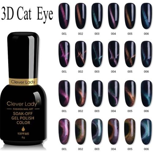 8ml Gel Nail Polish Clever Lady Cat Eye UV Gel Nail Polish Semi Permanent Curing Gel Polish Lamp Varnishes Soak Off Nail Art