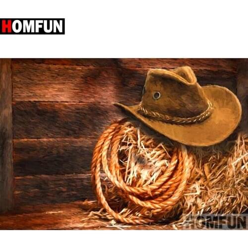 HOMFUN Full Square/Round Drill 5D DIY Diamond Painting "Hat scenery" 3D Diamond Embroidery Cross Stitch Home Decor A18805