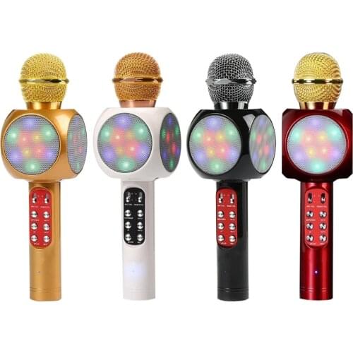 Wireless Karaoke Microphone Bluetooth Handheld Portable Speaker Home KTV Player with Dancing LED Lights Record Function for Kids