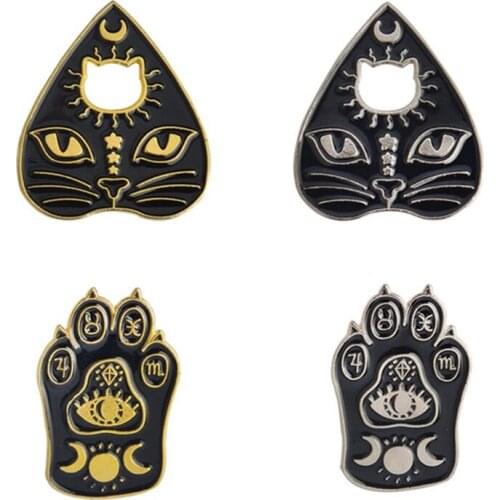 Black Cartoon Cat Lapel Pins Cute Enamel Badges Women Anime Brooches Jewelry For Backpack Mini Hijab Pins Brooches Accessories