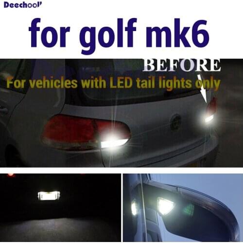 Pure white Canbus reverse lamps + license plate lights bulbs for Volkswagen for VW golf 6 mk6 MKVI LED Exterior kit 2010-2014
