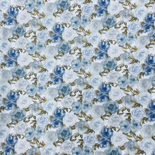Blue Rose 80S Tissunliberty Cotton Fabric For Kids Baby Sewing Cloth Dresses Skirt DIY Handmade Designer Patchwork Meter 2021