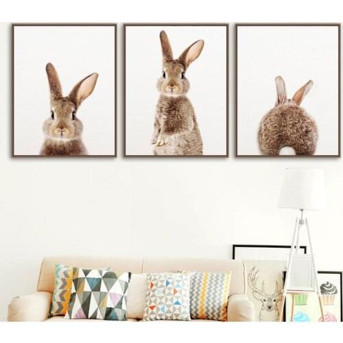 Children Room Rabbit Modern Sofa Background Wall Decorative Painting Canvas Poster For Living Room Dining Room Decor