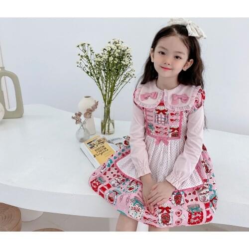 2021 Presale September 10th Kids Set Long Sleeve Bow Shirt + Dress Sweet Todder Girls Clothing Set