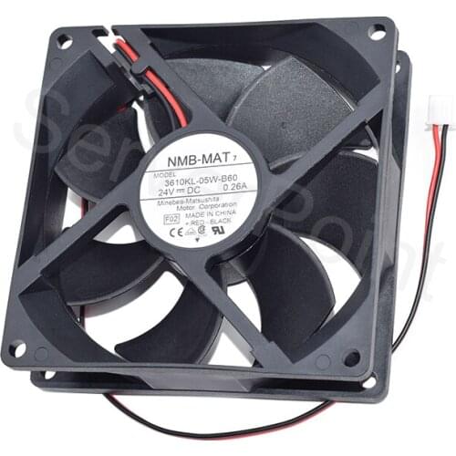 For NMB-MAT 3610KL-05W-B60 9025 24V 0.26A 9CM Two Lines Cooling Fan Working