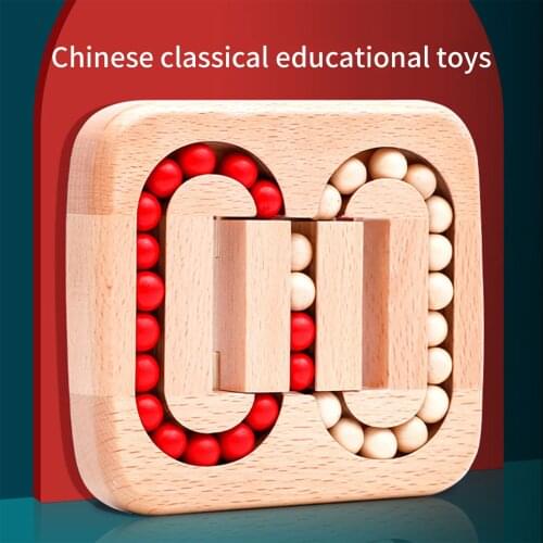 Childrens Toy Wooden Puzzle Game Learning Educational Rolling Ball Scroll Bead Toy Luban Lock for Kid Old People Antistress