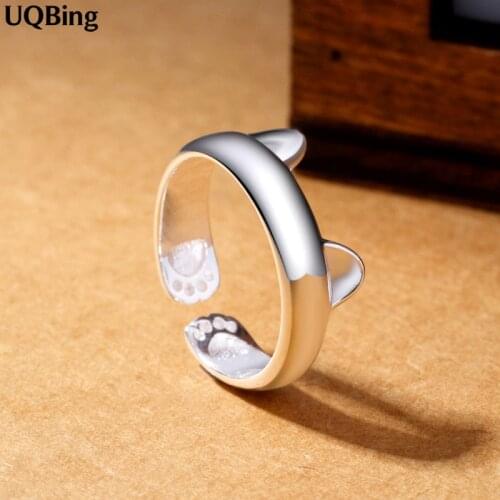2019 Free Shipping Silver Open Ring 925 Silver Cat Ring For Women Jewelry Finger Ring For Party Birthday Gift