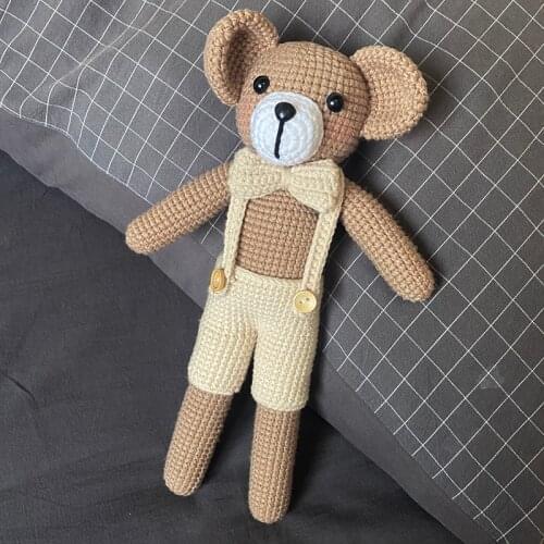 Handmade bear doll Plush Stuffed Animals Handmade Knitted Plush Toy Crochet Stuffed Toy Baby Photography Props finished product