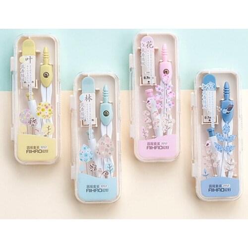 Metal Drawing Compass with 0.7mm Lead Refill Math Geometry Circle Tools for Middle School Supplies Stationery Student Drafting